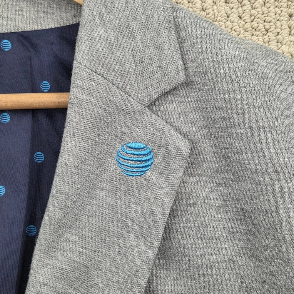 AT&T Blazer Jacket‎ Knit Men's XXL 2XL Gray Embroidered Logo Employee Workwear